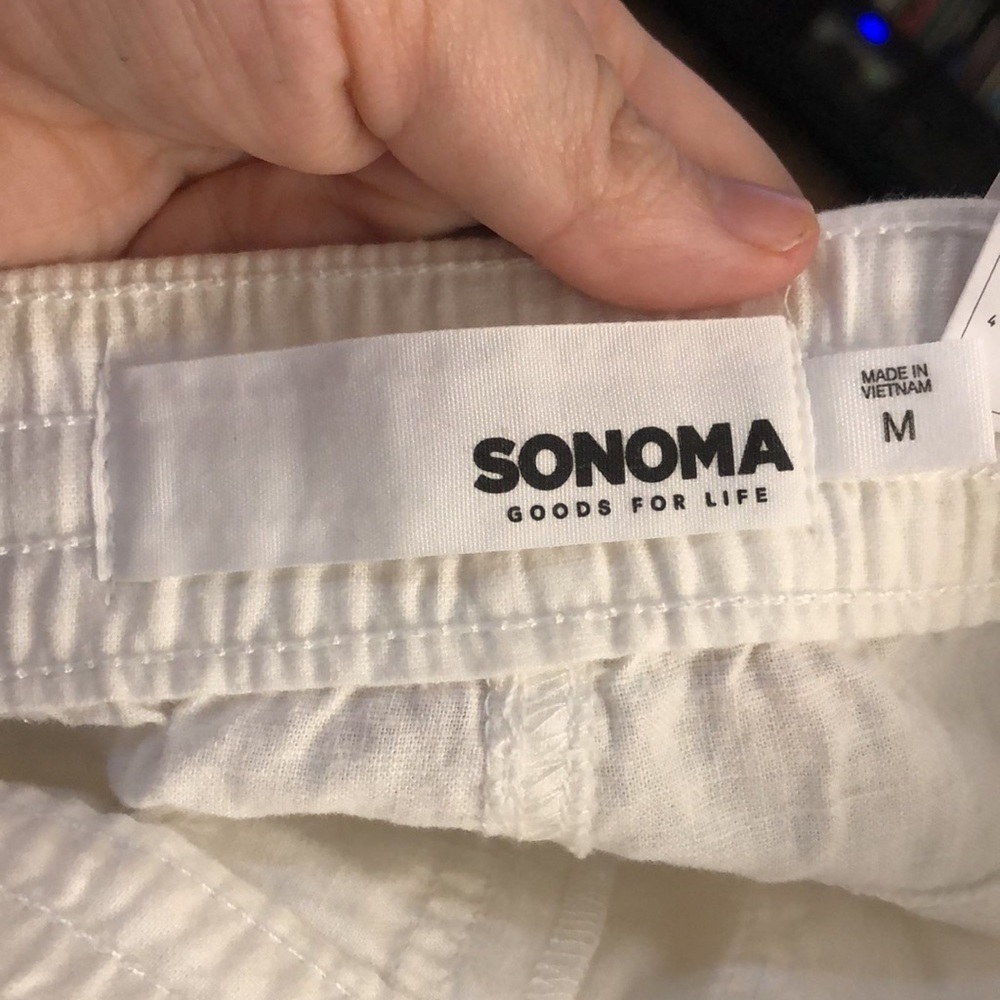 NWT Sonoma White Linen Pants, size medium - Picture 4 of 9